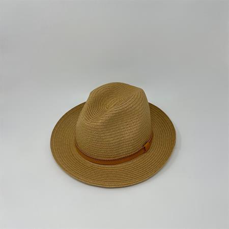 Cappello Paglia Beige con Cinturino Nero